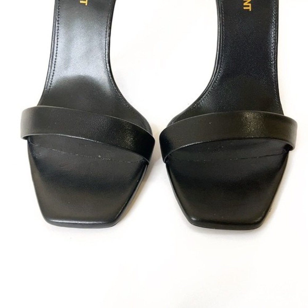 SAINT LAURENT PARIS Amber Leather Strap Heels in Nero Black - Picture 4 of 15